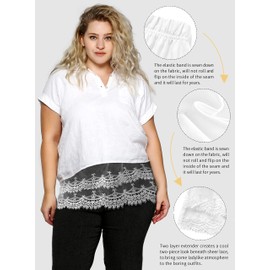 Ababalaya Unisex Cotton Skirt Shirt Extender Half Slip for Sweatshirts Leggings (Large, 1White/1Gray Lace)