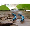 ★ Turquoise bronze hoop earrings and wood ★ Round earrings