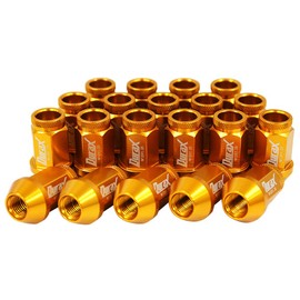 【Color Selection】Durax Lightweight Aluminum Wheel Nuts, Racing Nuts, M12 x P1.25, Through Nuts, Short Type, Set of 20 [Gold/Gold]【BBP125KSK】