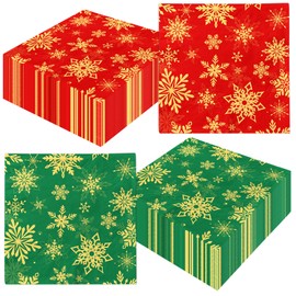 40Pcs Winter Snowflake Napkins Christmas Napkins Paper Red and Green Winter Wonderland Napkins Holiday Napkins Winter Paper Napkins Xmas Napkins for Party Birthday Wedding Dinner Kitchen Bathroom
