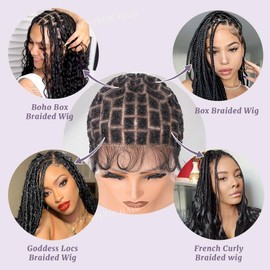 Suntefic Braided Wig Cap With Baby Hair Crochet Wig Cap For Crochet Braids Hair Glueless Double Full Hd Lace Wig Caps For Black Women (Human Baby hair-96)