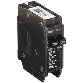 EATON BD2030 Type Bd Twin Circuit Breaker, 120 Vac, 20/30 A