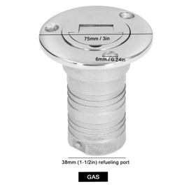 WOHPNLE 38mm Boat Fuel Filler Neck with Keyless Lid, 316 Stainless Steel Boat Tank Connector, Marine Filler Accessories (Gas)
