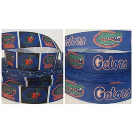 7/8 inch Grosgrain Ribbon 4 Yards LOT Gators Printed are for Hair Bows Crafts Gifts and More