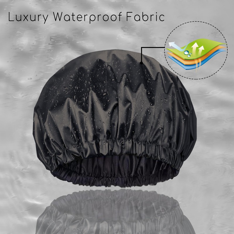 Amamba Shower Caps, Silk Lined Shower Cap for Women,Reusable,Adjustable Size,