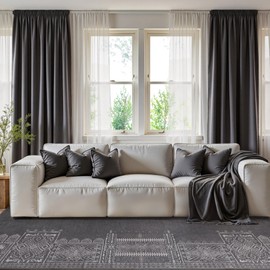 NICETOWN Washable Living Room Rugs 5x8, Ultra-Thin 5x8 Washable Carpet for Bedroom, Non-Slip Soft Large Bedroom Carpet Non Shedding Accent Rug for Dining Room Office, Grey