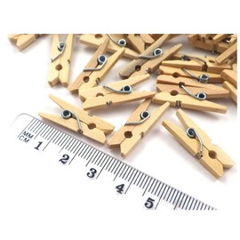 100 Small Cute Mini Decorative Pegs Clips Wooden Clothes Pegs Mini Pegs Natural Brown 3.5 cm (Natural-2.5 cm)