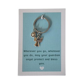 Guardian Angel Keyring Keychain - Perfect Thinking Of You Gifts for Women - Ideal Protection Keyring & Safe Travels Gift - UK-Made Mum Angel Sympathy Gift - Thoughtful Guardian Angel Gifts for Women