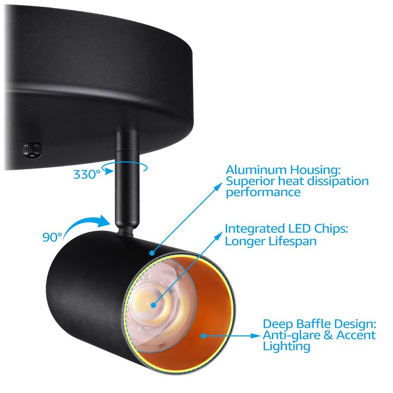 LEONLITE 36W 5CCT 3 Light LED Directional Ceiling Spotlight Fixtures,