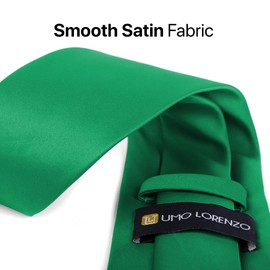 Umo Lorenzo Classic Necktie Solid Color Polyester Material and Wide Fit Satin Finish for Men, (Green)