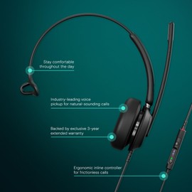 EPOS Impact 730T Mono Wired USB C and USB A Headset for PC with Noise-Canceling Mic, Microsoft Teams Certified, in-Line Controls, Comfortable Fit, Ideal for Office Calls, Remote & Hybrid Work