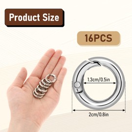 LXUEJIE 16 Pcs Spring O Rings Clip, Round Mini Carabiner Clip Metal Spring Keyring Buckle for Purse Strap Bag Handbag Keys Crafts Jewelry Making