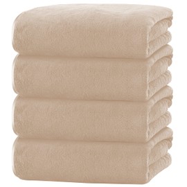 Cosy Family Microfiber 4 Pack Bath Towel Set, Lightweight and Quick Drying, Ultra Soft Highly Absorbent Towels for Bathroom, Gym, Hotel, Beach and Spa (Brown)
