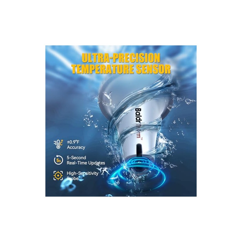 BaldrTherm - Termómetro inalámbrico para piscina con visualización LCD de