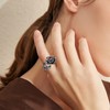 AOBOCO Rose Urn Rings for Women Sterling Silver Black Rose