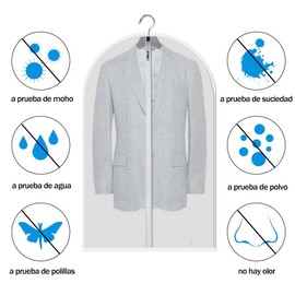 KAMYSEN 9 Pcs Protector de Ropa Colgante, Fundas Ropa Transparente Anti-Polvo y Transpirable, Bolsa de Ropa Colgante Antiestático Cremallera Fundas Para abrigos, trajes, vestidos, vestidos de noche