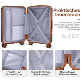 Luggage Sets 3 Piece, Carry On Luggage 20 Inch With Spinner Wheels,PC Hardside Suitcase Set with TSA Lock,Durable Carry On Suitcase With Travel Backpack for Men Women (Grey, 3 piece set (20inch))