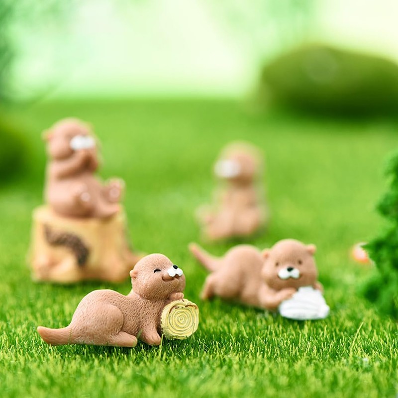 Vaguelly Pack of 16 Miniature Otter Figures Made of Resin