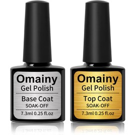 Omainy Base and Top Coat Semi-Permanent Nail Gel Polish UV LED Soak Off Kit 2 x 7.3ml