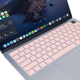 MOSISO Keyboard Cover Skin Compatible with MacBook Air 13.6 inch 2025 M4 A3240/Air 15 inch M4 A3241, Chalk Pink