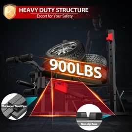 OPPSDECOR 900LBS Foldable Weight Bench with Leg Extension and Leg Curl,Adjustable Bench Press Set with Weight Storage, Strength Training Workout Bench for Home Gym (Red)