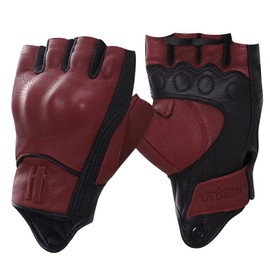 Harssidanzar Fingerless Motorcycle Gloves For Women,Hard Knuckle Protection Riding Driving Biker Racing Motorbike Glove Touchscreen KL022,Oxblood/Black,Size S