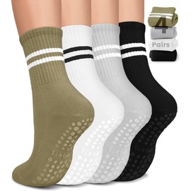 BLONGW - Calcetines de pilates con empuñaduras para mujer, antideslizantes, para yoga, atletismo, para el hospital de entrenamiento descalzo
