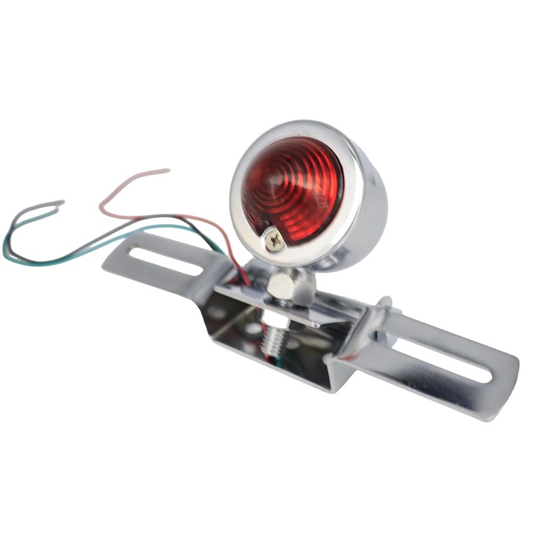 SZYUMO Red Lens Silver Motorcycle Tail Light Brake License Plate
