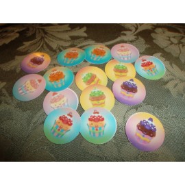 Unbranded Pre Cut One Inch CUPCAKES FREE SHIP - 75 Bottle Cap Images