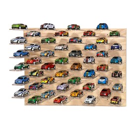 WANMEIZI Wood 1/64 Scale Toy Car Display Rack Wall Mount Storage for Model Car Display Case Holds 48 hot Diecast Wheels Cars (1)
