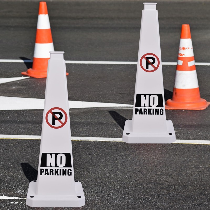 OrangeStar 3-Pack 28" No Parking Cones, Large 4-Sided Traffic Cones