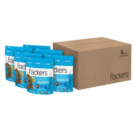 Flackers Organic Sea Salt Flaxseed Crackers, Gluten Free, Non GMO, Vegan, Keto Snack, 9g Fiber, 1g Net Carb, 5 Ounce 6-Pack