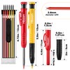 Hiboom 4 Pack Carpenter Pencil with 24 Refills (Red, Black,