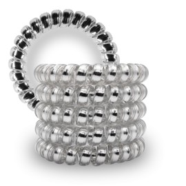 Specora - Spiral Hair Scrunchies Pack of 5 - 5 cm TPU Silver