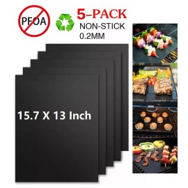 Unbranded BBQ Grill Mats Set of 5 Outdoor Cooking Baking Non Stick Reusable Grilling Mat