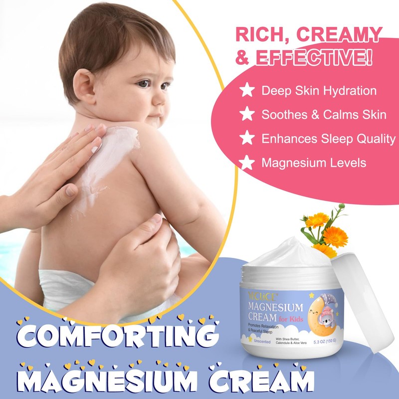 Magnesium Cream for Kids - Topical Magnesium for Sleep &