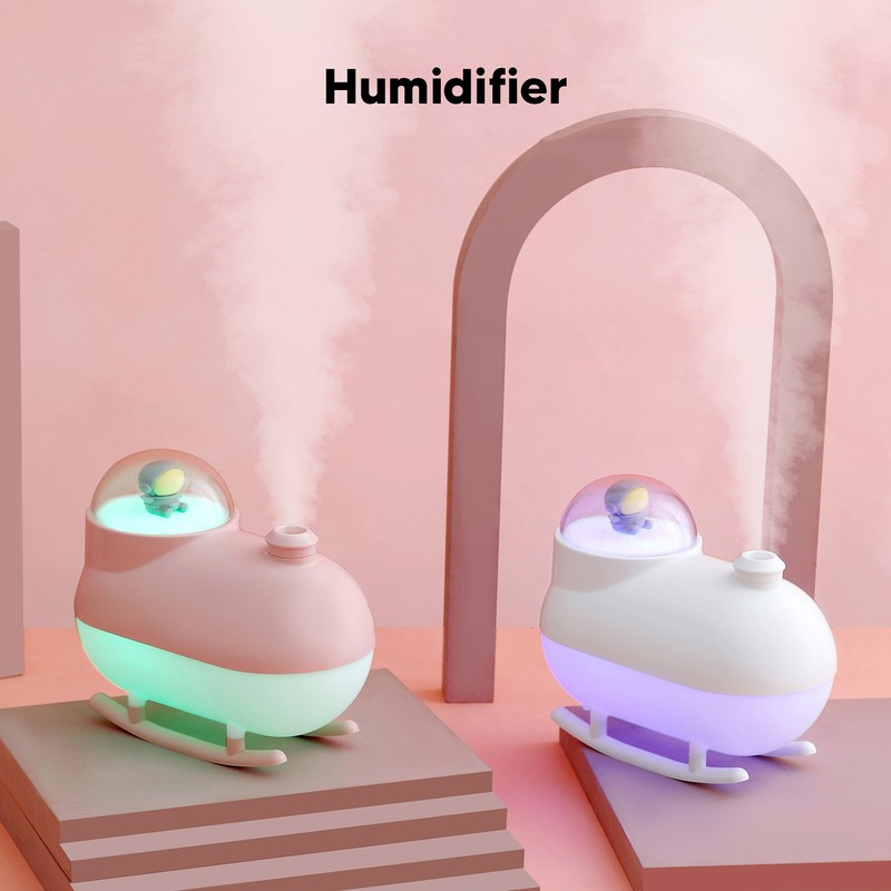 Small Humidifier Desktop Humidifier Cartoon Astronaut Train Colorful Lighting USB