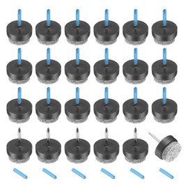 sourcing map 24Pcs Nail-on Felt Furniture Pads, Round Felt Pads Furniture Sliders Floor Protectors for Wooden Furniture Table Sofa Chair Leg (17mm, Black)