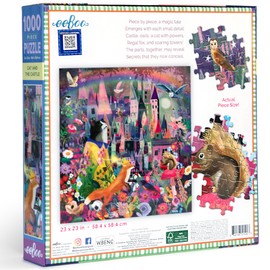 eeBoo Piece & Love: Cat & The Castle - 1000 Piece Puzzle - Adult Square Jigsaw, 23x23, includes Image Reference Insert, Glossy Pieces