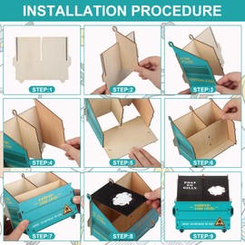 Chuangdi 3 Set Dumpster Fire Desk Caddy Desk Dumpster Pencil Holder with 150 Flame Note Cards Office Cute Desk Accessories Decor Desk Toys for Pens Pencils Gift Not assembled(Blue)