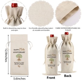 25th Anniversary Wine Bag 25 Year Anniversary Wedding Gifts for Her Him Couple Parents Happy Anniversary Cool Gifts Marriage Engagement Party Decorations Wine Bags