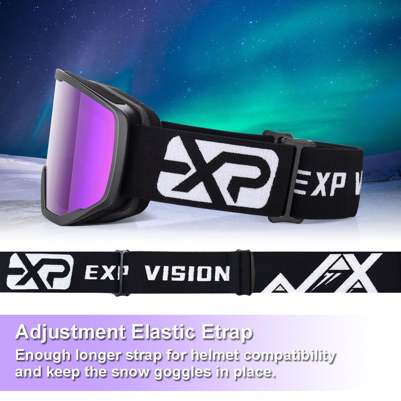 Ski Goggles, Adult Snowboard Goggles for Men Women, OTG Snow