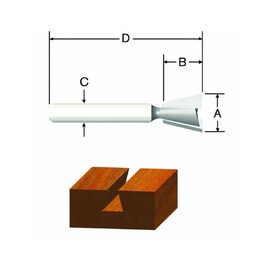 Vermont American 23113 3/8-Inch by 9-Degree Carbide Tipped Dovetail Router Bit, 2-Flute 1/4-Inch Shank