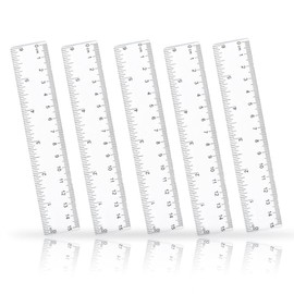 5 Pcs Clear Plastic Rulers Tool Resistant Ruler Metric Ruler Shatterproof Rulers Transparent Straight Ruler Bilateral Printing Inch Cm for Student School Office Teaching Ruler