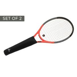 Thorza - Juego de 2 fundas para raqueta de tenis, color negro, con asa protectora extraíble para almacenamiento y transporte de bolsas, accesorio universal para raqueta para jugadores activos