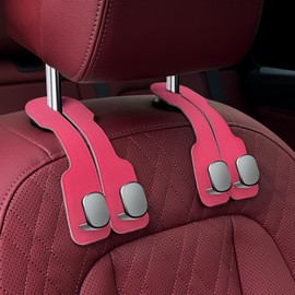 REEVAA Car Hooks for Headrest [Non-Slip, Durable], Seat Back Storage Hook for for Purse, Organizing Bags, Clothes and Backpacks, Car Accessories for Women Men, Fits Most Car, 2PCS, Pink