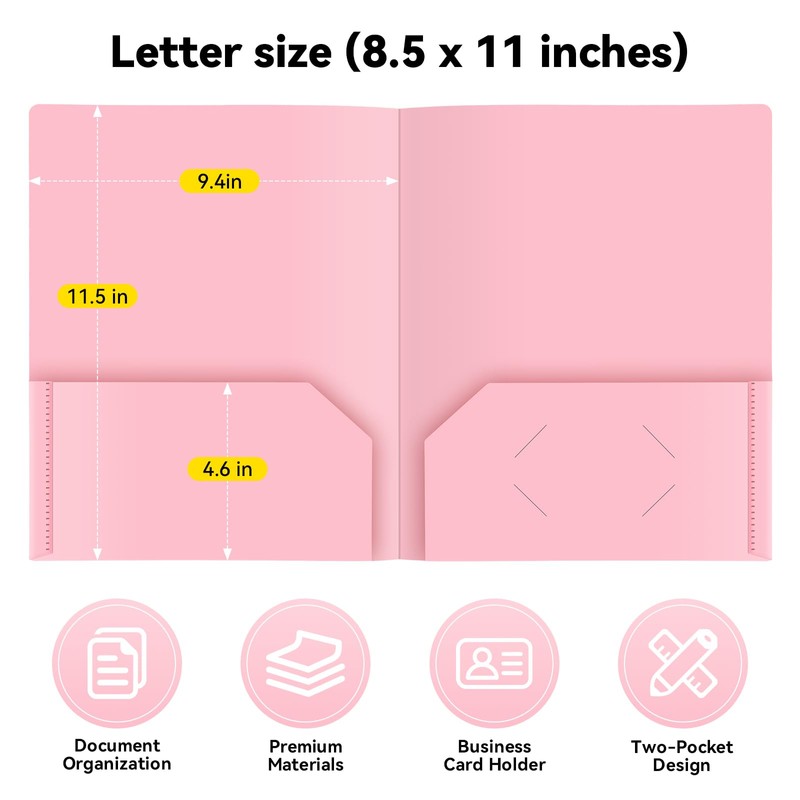 Plastic Folders with Pockets - Multicolor, 6 Pack, Durable 2-Pocket