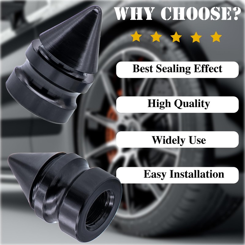 MEAJOO 4PCS Spiked Style Tire Valve Stem Caps, Corrosion Resistant,
