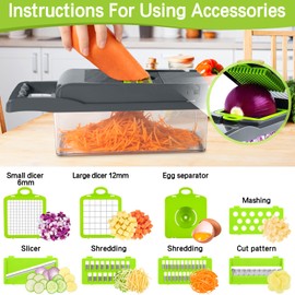 CIRULLI 16 in 1 Gemüseschneider,Mehrzweck gemüseschneider All-in-One Küchenhelfer Mit Behälter und Fingerschutz,gemüse zerkleinerer für Würfeln,Schneiden, Hobeln,Mandolinenschneider,Mandoline