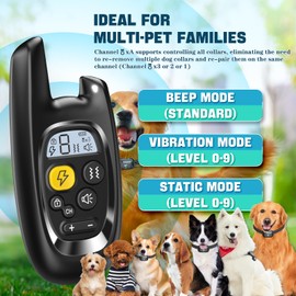 Dog Shock Collar - [2024 Newly Upgraded] Dog Training Collar with Remote, IPX7 Waterproof Electric Collar with Shock-Lock, Rechargeable E-Collar for Small Medium Large Dogs All Breeds